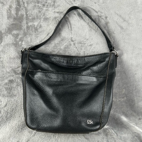 The Sak Hand / Shoulder Bag Black Pebbled Leather Hobo Style Purse Slouchy - Picture 1 of 9